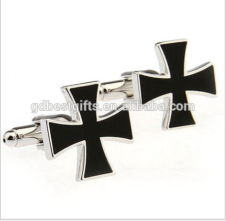 custom stainless steel black cross cufflinks for business man