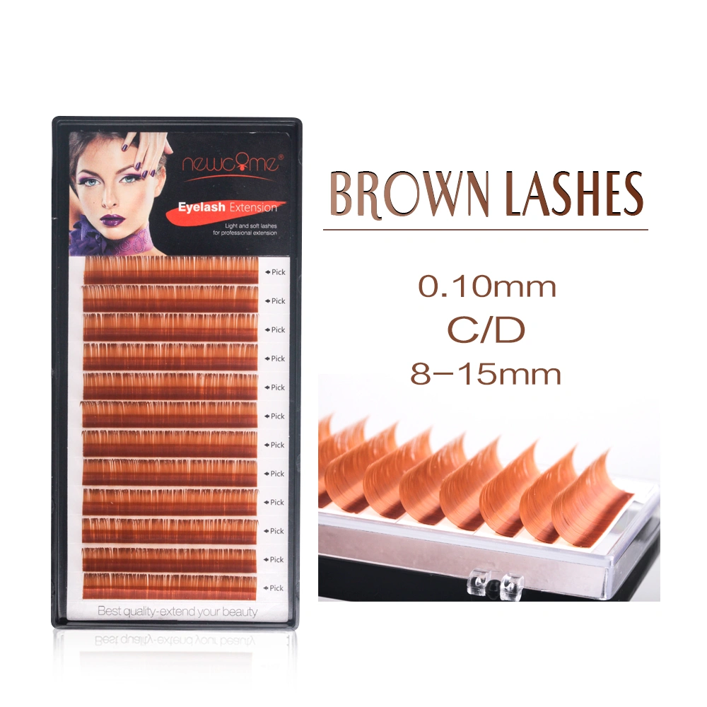 High Quality Long Brown Eyelash Wholesale Extensions Items Natural Mink Silk C/D Curl Lashes