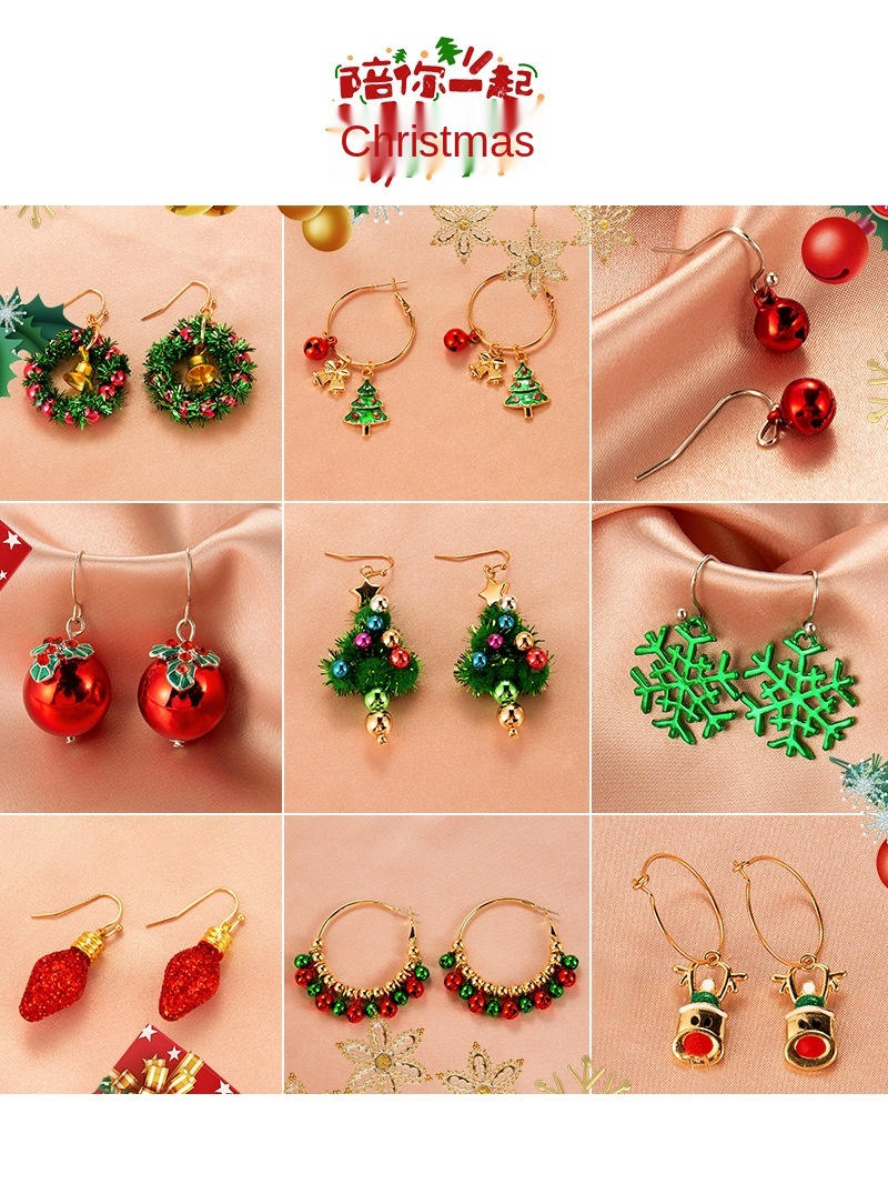 Ornaments Creative Christmas Tree Earrings Simple Snowman Bell Earrings Christmas Decorated Earring For Ladies