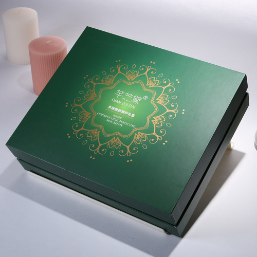 Caja de regalo de empaque de botella de tapa personalizada verde