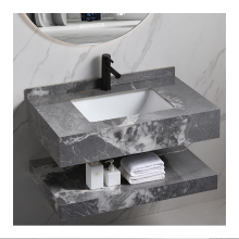 Luxury European Grey Wall-Mounted Bathroom Vanity with Sink