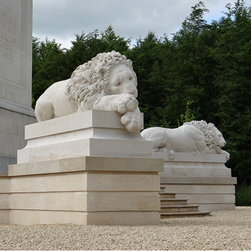 Modern garden decor white marble big stone sleeping lion statue