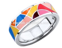 Multi Color Enamel Sterling Silver Ring, Factory Outelet