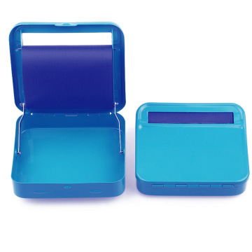 Manufacturers spot beautiful portable manual blue metal cigarette rolling case