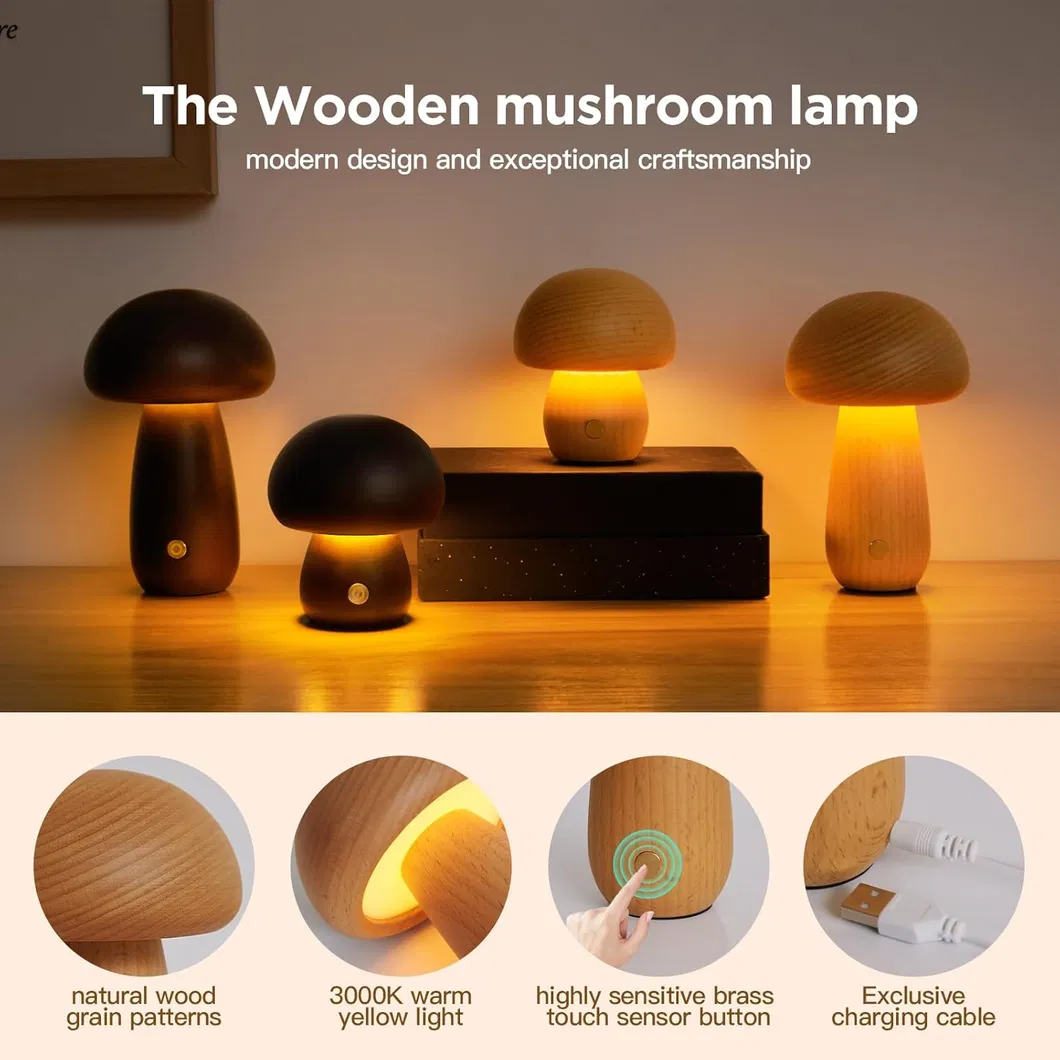 Modern Rechargeable LED Mushroom Lamp for Stylish Home Decor