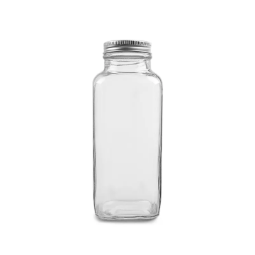 French Square Glass Juice Bottle With Screw Cap