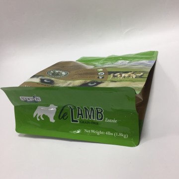 Bolsa de comida de animal de estimação de fundo plano com zíper