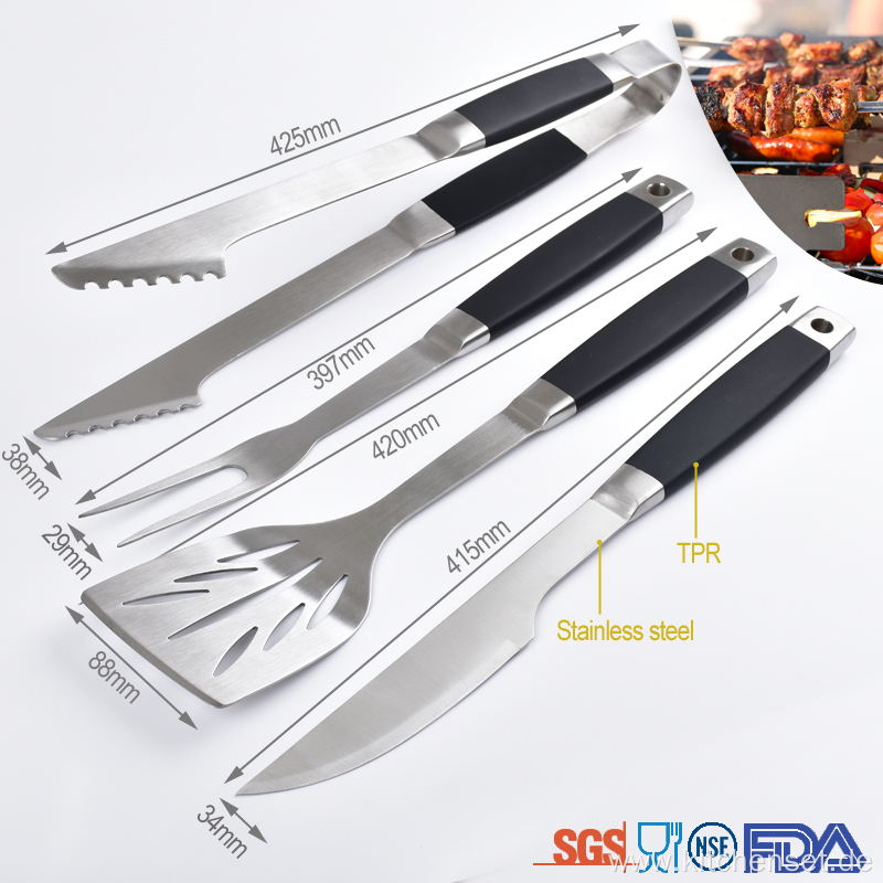 TPR soft handle barbecue bbq grilling tool set