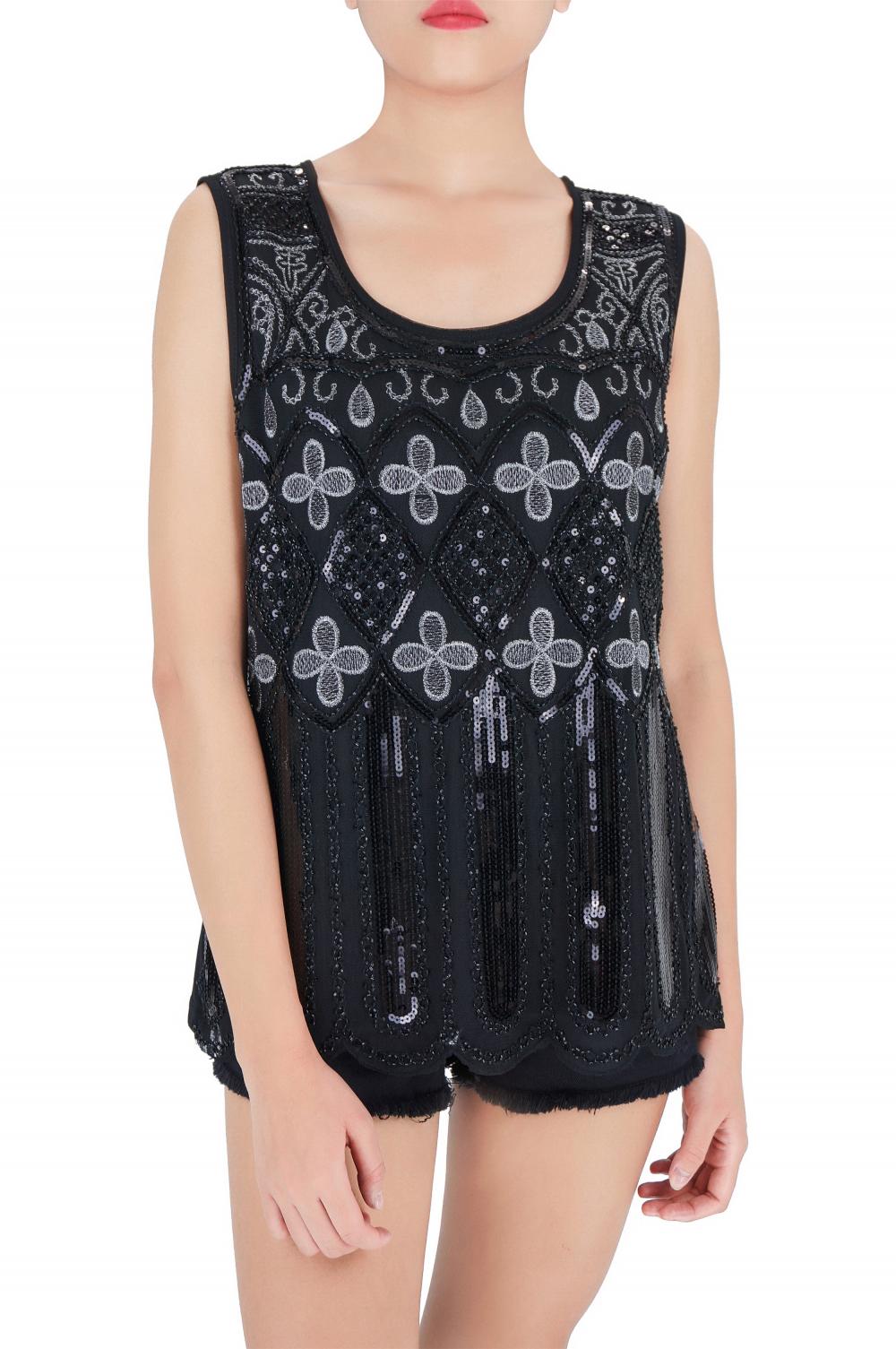 Embroidered Sequin Tank Top