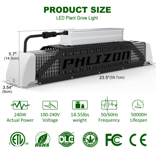 Pencahayaan Top Grow LED Phlizon 240W Greenhouse