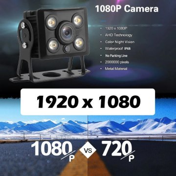 1080p 12v कार/आरवी/बस/ट्रक कैमरा एएचडी एलईडी व्हाइट लाइट फुल कलर नाइट विजन कैमरा 360 कार निगरानी बैकअप रिवर्स कैमरा