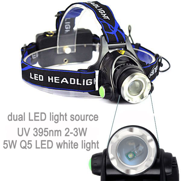 Zoomable adjustable focus light rechargeable 800 lumens T6 led fishing headlamp