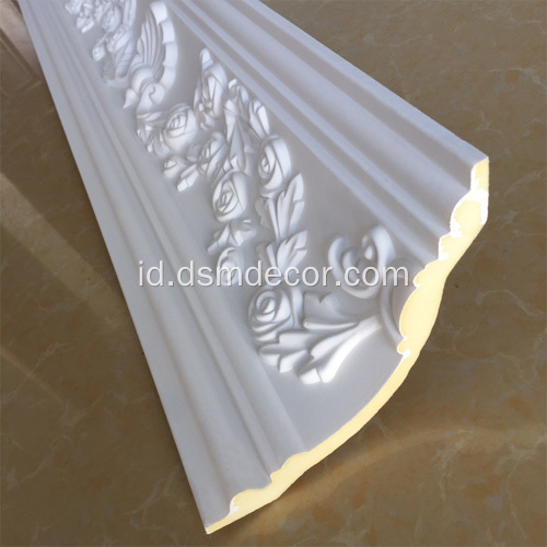 Cetakan Cornice Ceiling Polyurethane Curved Modern