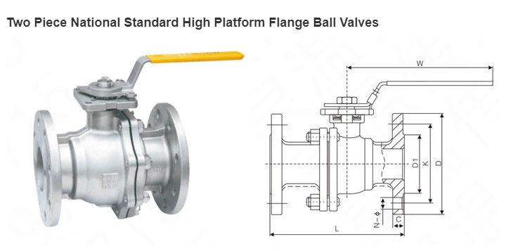 Two Piece National Standard High Platform Flange Ball Valves