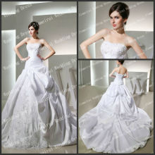 Terrific Strapless Ball Gown White Lace Satin 2013 Wholesale Real Sample Bridal Dresses