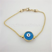 Gold Chain Evil Eye Bracelet Round Blue Turkish Lucky Eye Bracelet