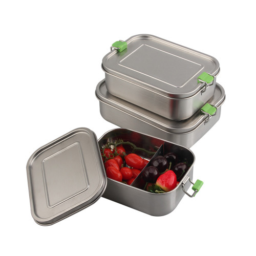 Built-in compartmented Lunch Box With Green Buttons