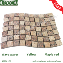 Interlocking wavy pavers yellow red granite paving stones