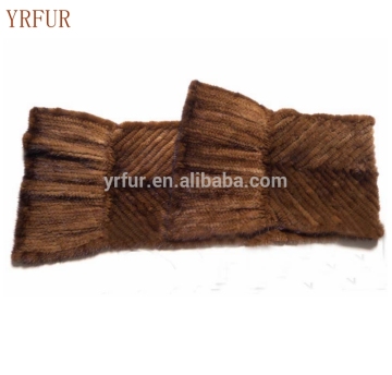 YR335 Classic Style Ladies Genuine Mink Tail Knitted Fur Scarf Shawl