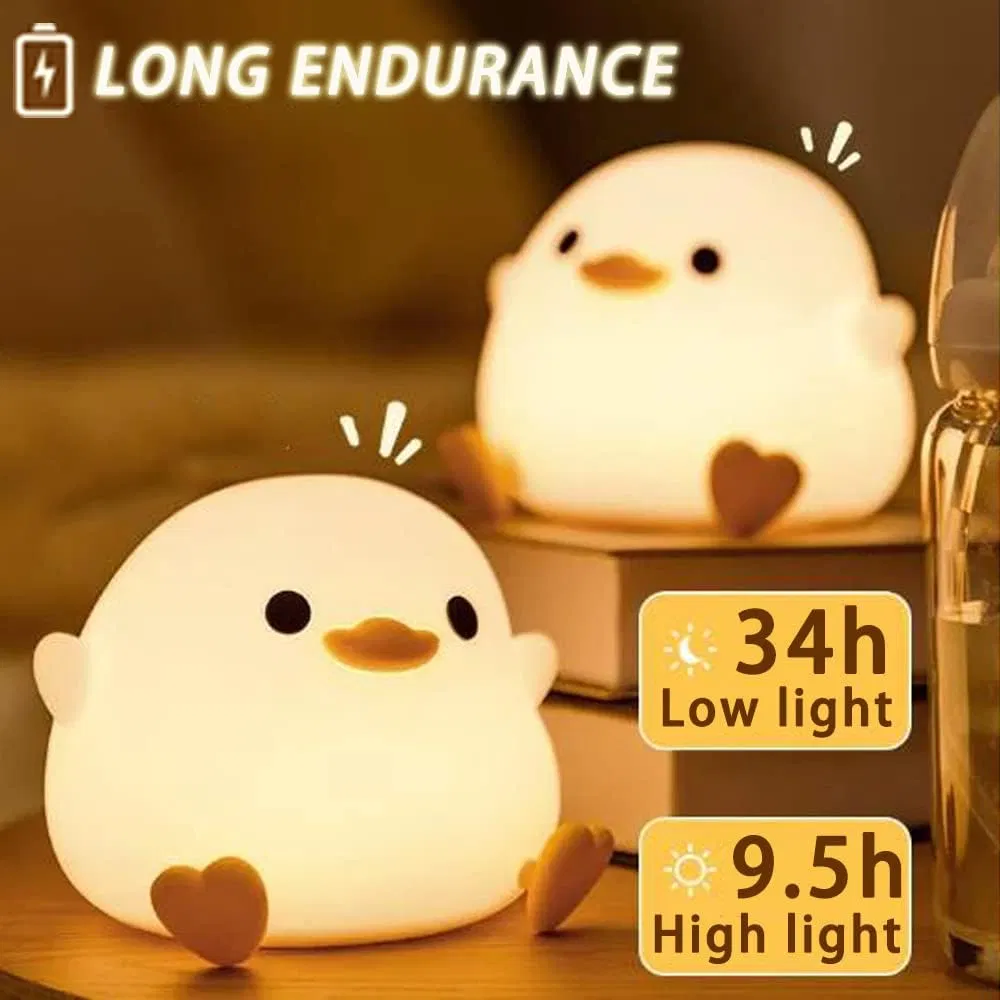 Silicone Duck Night Light with USB Charging for Sleeping Ambiance