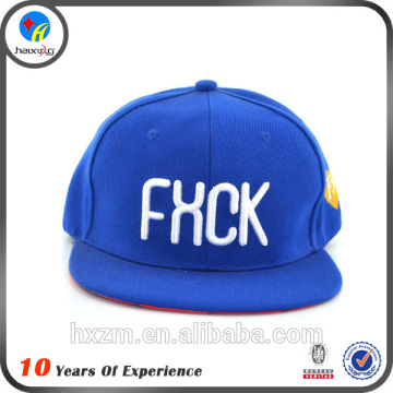 free sample flat embroidered blue snapback cap