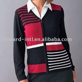 LADIES' CASHMERE/SILK ZIP FRONT CARDIGAN