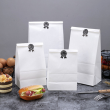 Flat Bottom White Kraft Paper Packing Bag