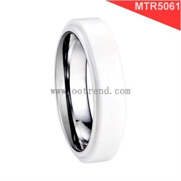 engagement bands,shiny polished white ceramic with tungsten carbide rings
