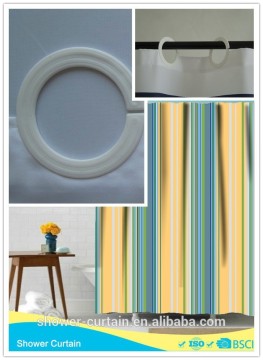 polyester fabric blue and yellow vertical stripes shower curtains