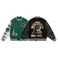 Men's Black and Green Varsity Baseball Jacket