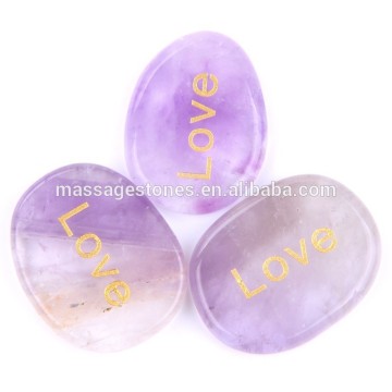 Natural light purple amethyst with wishing words: Love