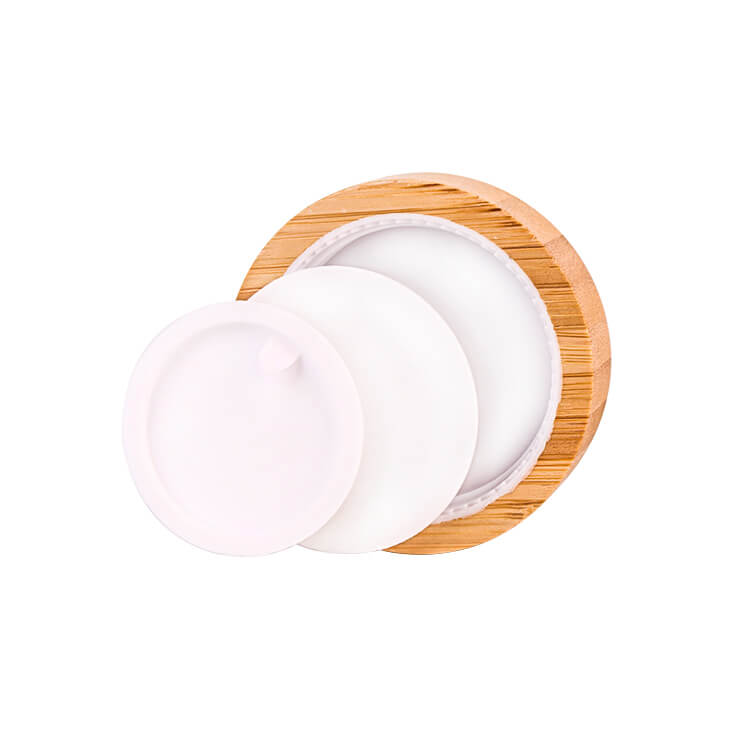 frosted 40ml face cream glass jar with bamboo wood cap