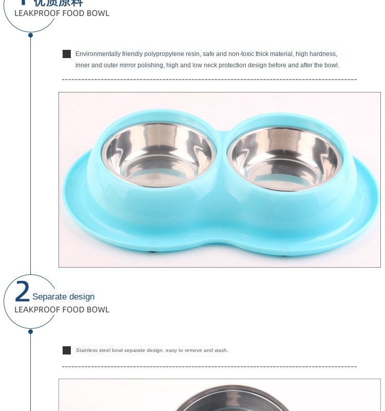 stainless steel leak-proof anti-ant insect eating cat food bowl non-slip utensils Pet dog bowl