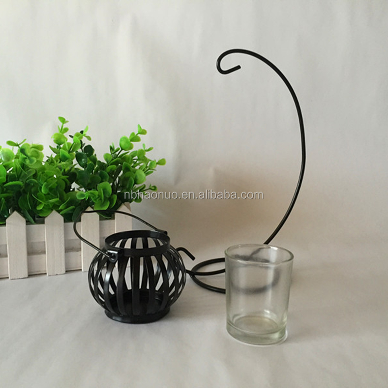 European iron art glass retro wind lantern, pumpkin candlestick, wedding photography props, valentine's small gifts