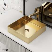 Gold Bathroom Sink Rectangular Vessel Sink Above Counter