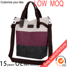Factory messenger shoulder bag with stripe / canvas hand bag