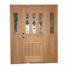 Mahogany exterior door with decorative glasses