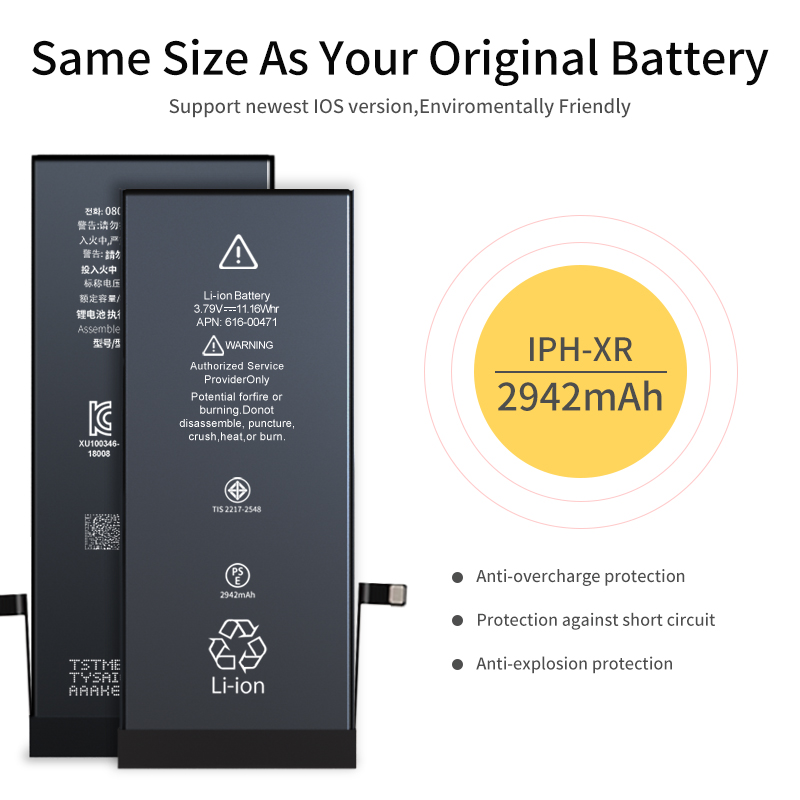 battery for smartphone lithium polymer rechargeable batery 2942mAh original dual output for iphone XR