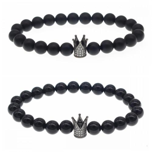 Berwarna Hitam Onyx Crown Stretch Gelang