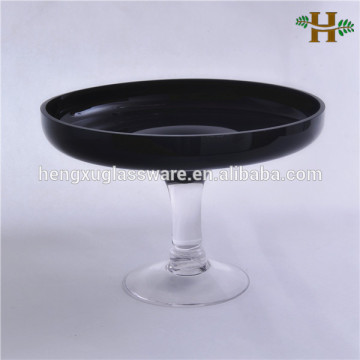 hand made glass dessert plate with foot