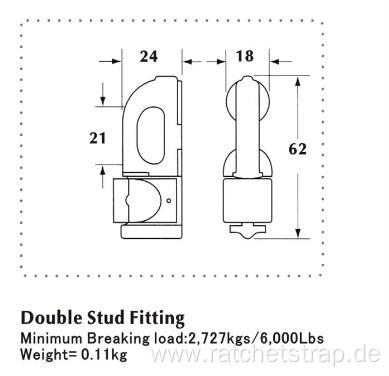 Double Stud Fitting With Oval Ring Breaking Force 2727 Kg