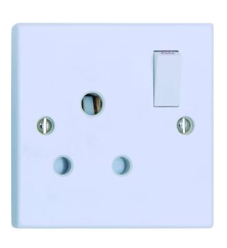 15A 1 GANG ROUND PIN SWITCHED SOCKET