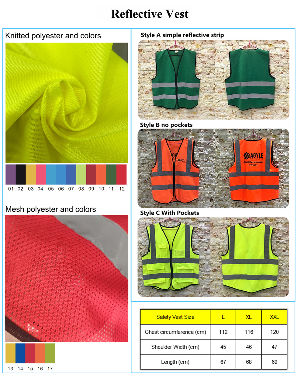 Red Export Standard 105Gsm Knitted Polyester Reflective Strap Safety Vest With Symbol