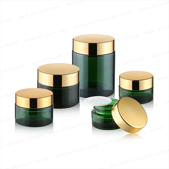New Design Raw Green Material Original Color Glass Bottle 30g Glass Jar with Screw Alum Gold Cap