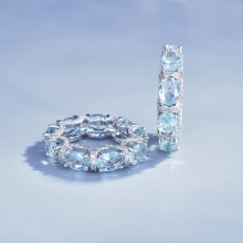 Handcrafted Vintage Aquamarine and Diamond Luxury Ring: Perfect Wedding or Anniversary Gift for Her