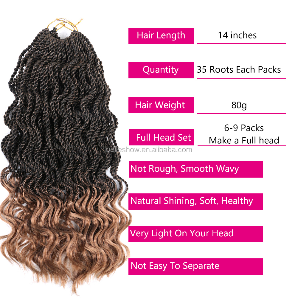 Hot sell 14'' Crochet twist braid hair braiding hair synthetic hair extensions curly Senegalese twist weave