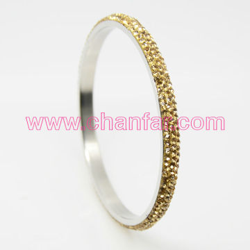 Elegant Gold Color Crystal Stainless Steel Bangle Bracelet For Party
