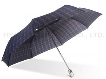 Navy Check Print 3 Folding Umbrella