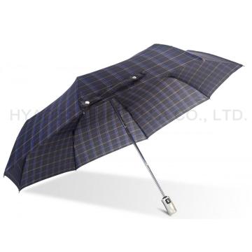 Navy Check Print 3 Folding Umbrella