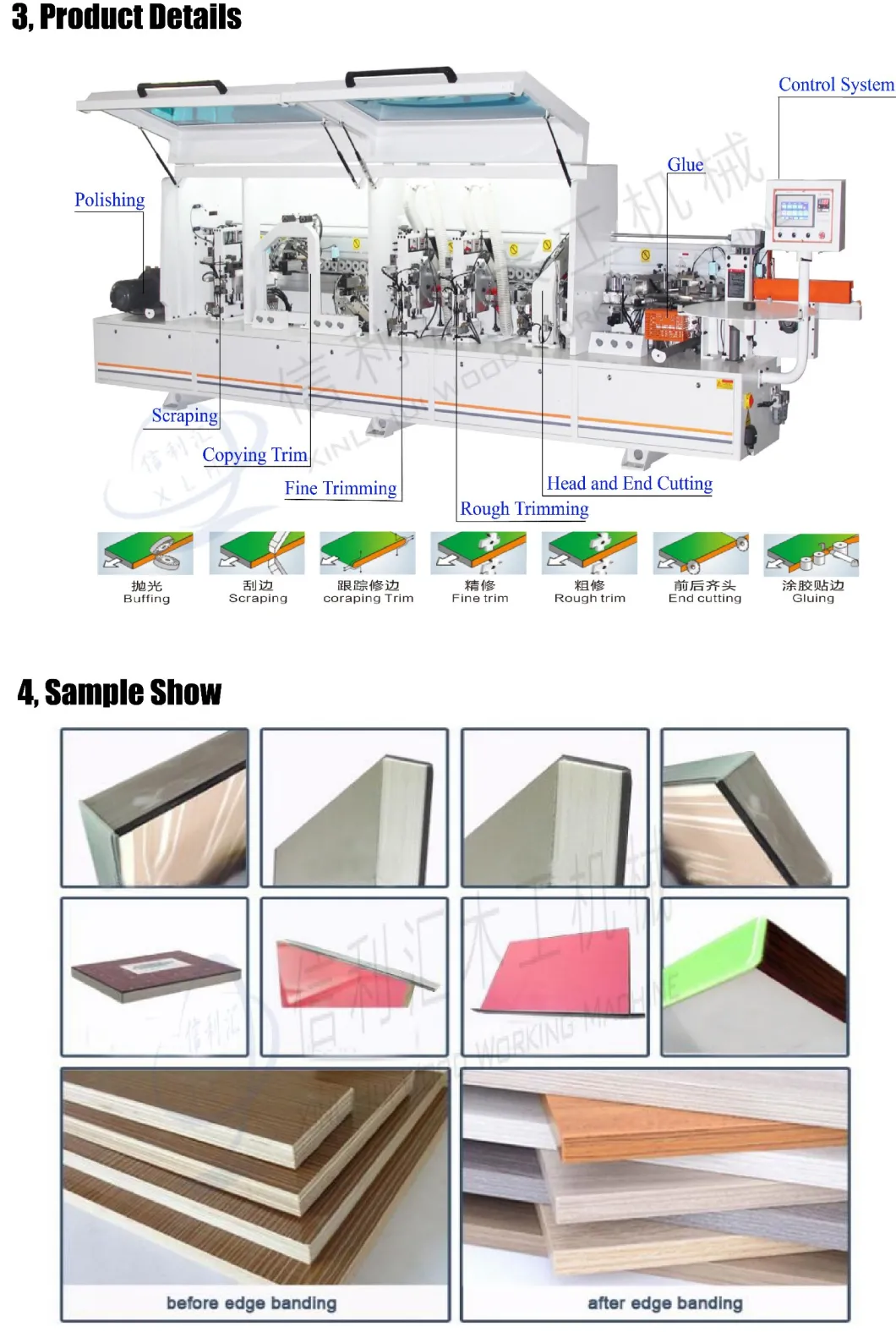 Edge Banding Machine Banding for Kitchen and Wardrobe Shutters, Carcasses and Doors Edge Banding From All The Four Sides.